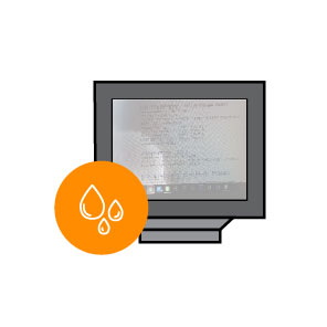 Splashed liquid on the screen
