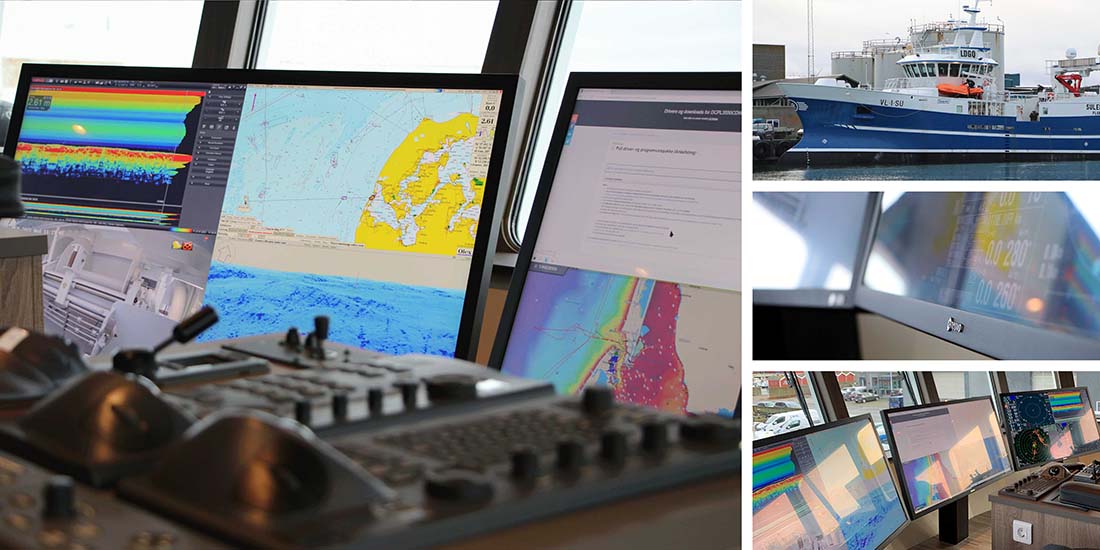 AG Neovo, displaying lessons through schools of fish on the Sulehav fishing trawler in Denmark