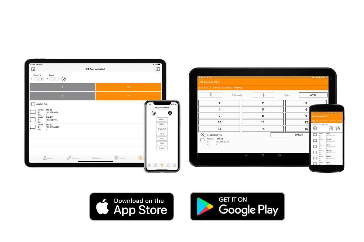 The Windows and app versions from PID command & control software UI