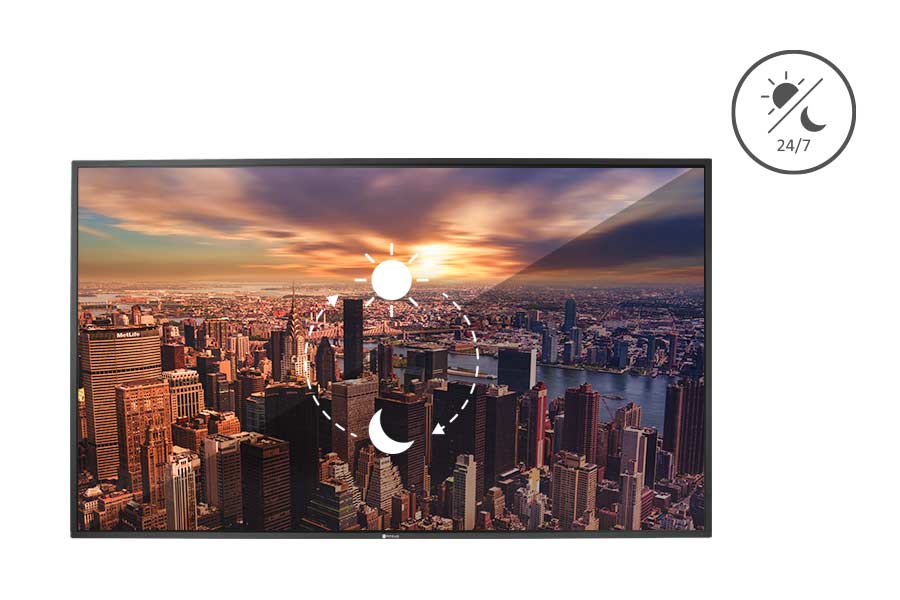 QM-Series 4K commercial display is made of commercial panel for 24/7 operation