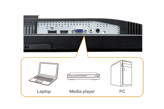 LE-24E ergonomic monitor supports flexible connectivity.