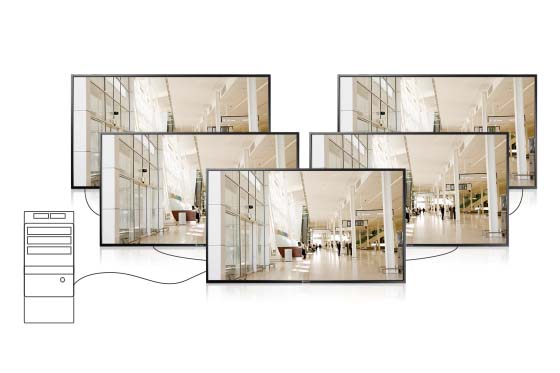4K 2x2 video wall setup is designed for the PD-series narrow bezel video wall display
