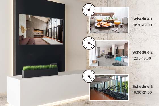 The PM-Series' digital signage display has simple content scheduling functionality