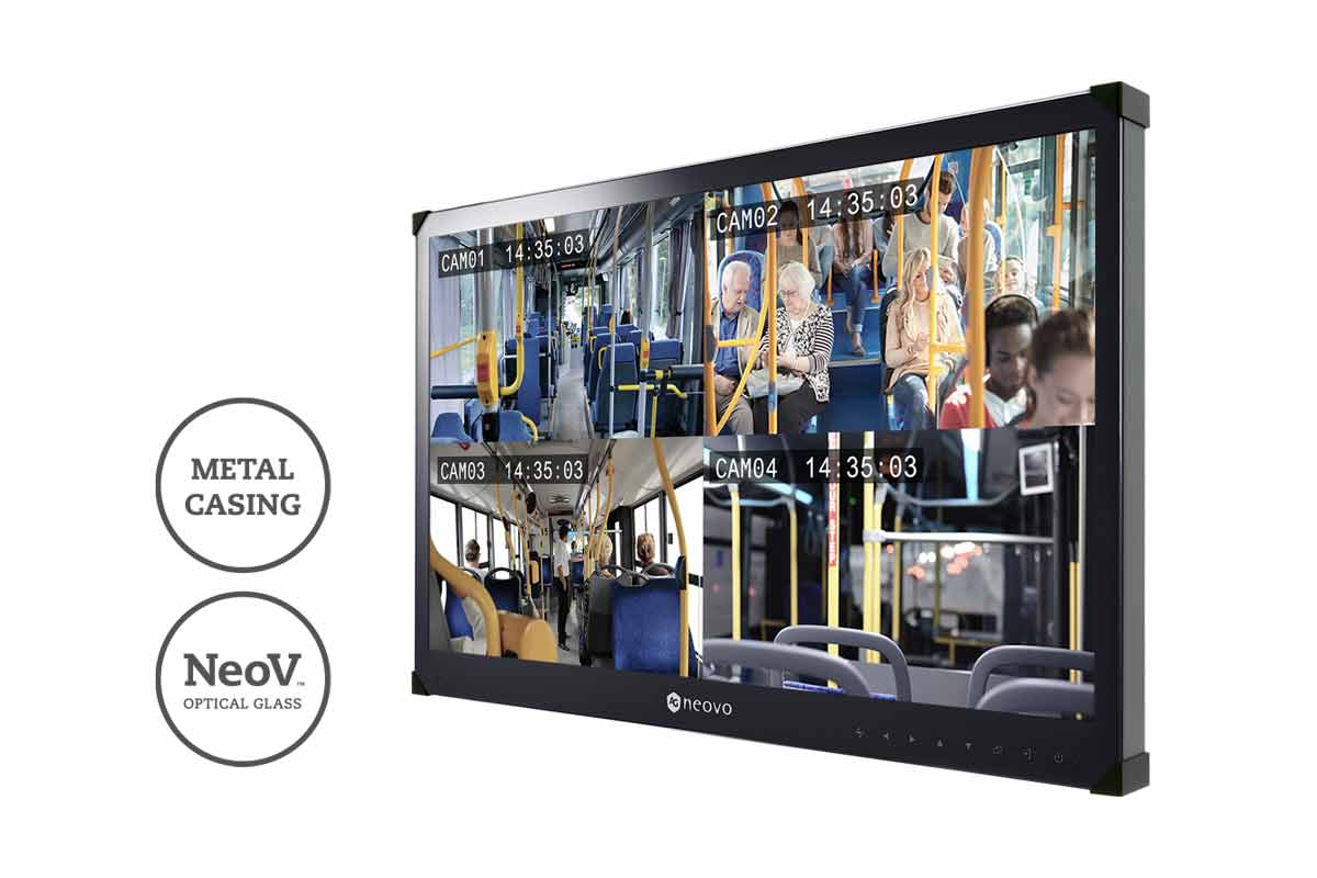 TBX-2201 display for onboard passenger information system is with NeoV Optical Glass screen