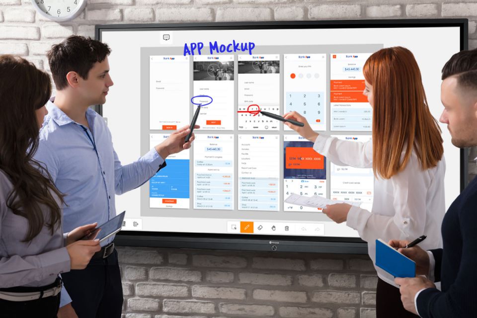 IFP-Series interactive flat panel display provides 20-point touch and dual styluse pens for multiple users