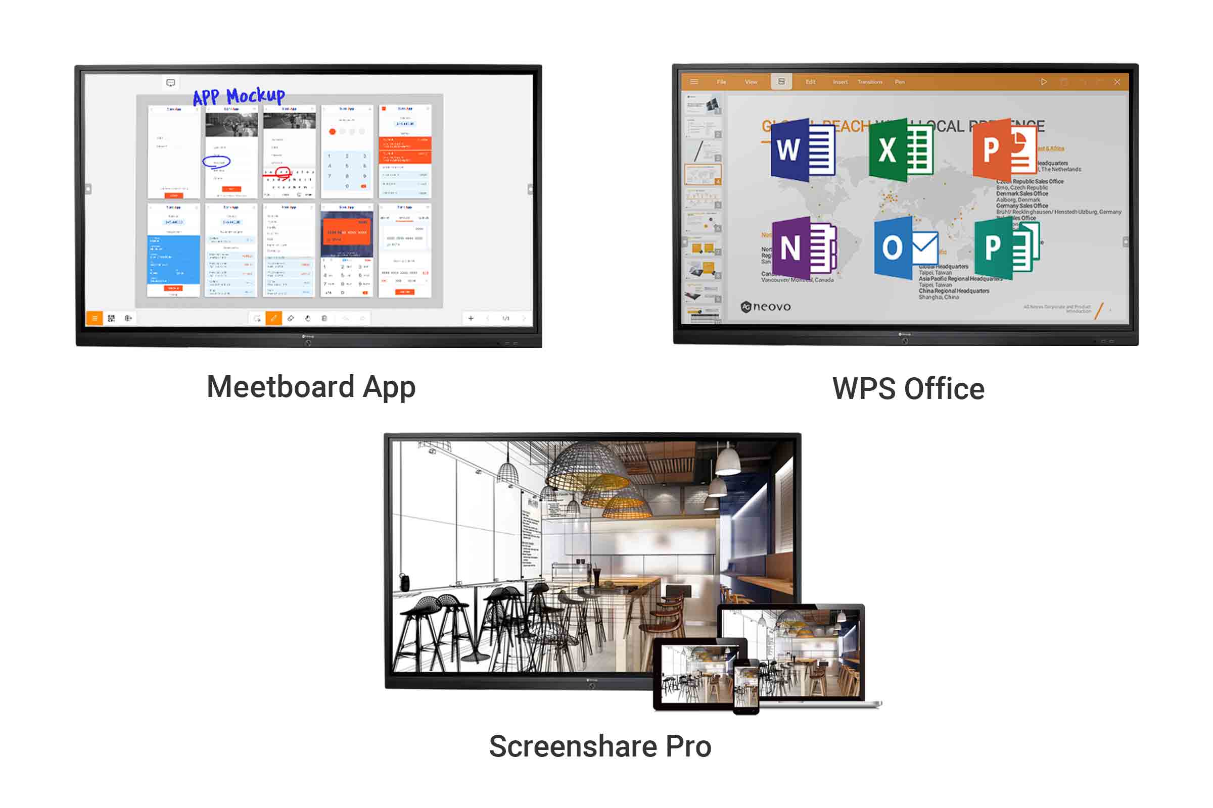 Meetboard Interactive Flat Panel Display integrates various apps