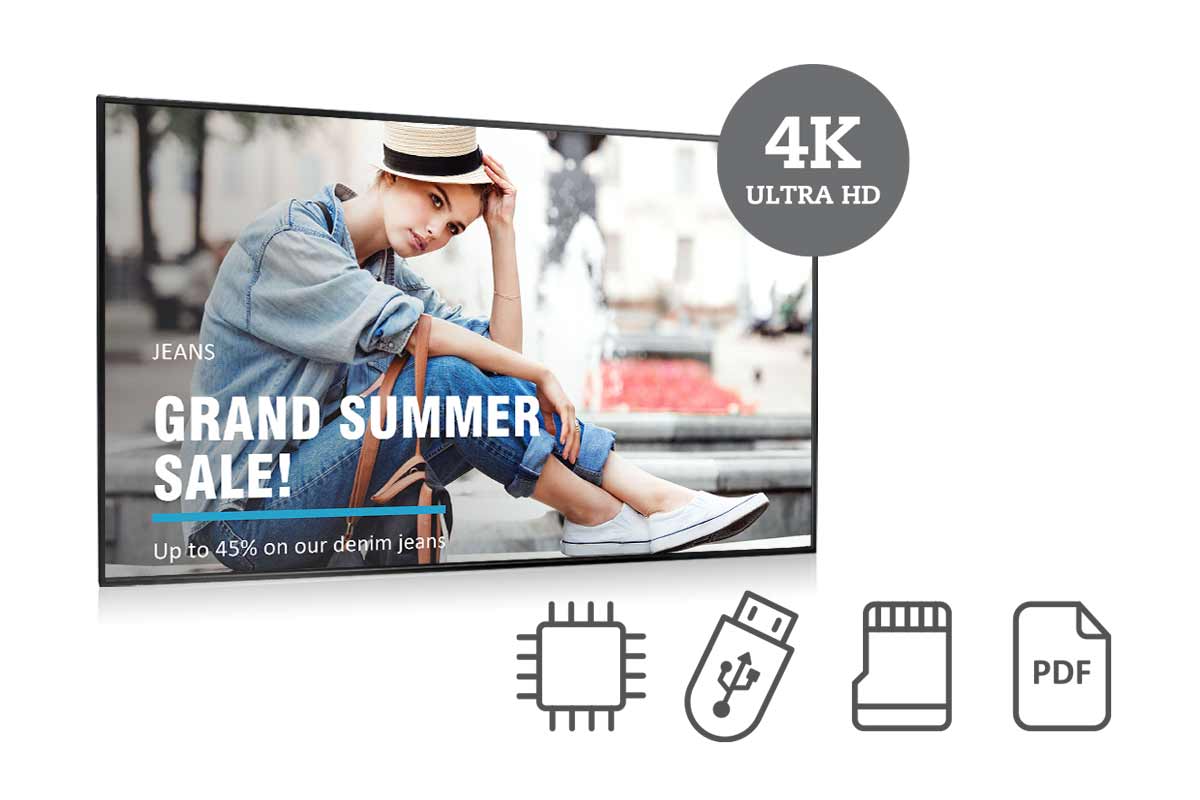 The NSD-Series all-in-one 4K digital signage displays is equipped with a 4K media player