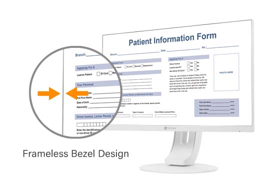 MD-2402 Clinical review monitor features 3-sided frameless bezel and wide viewing angle.