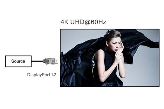 The QD-Series 4K commercial displays can be tilted via a DisplayPort cable