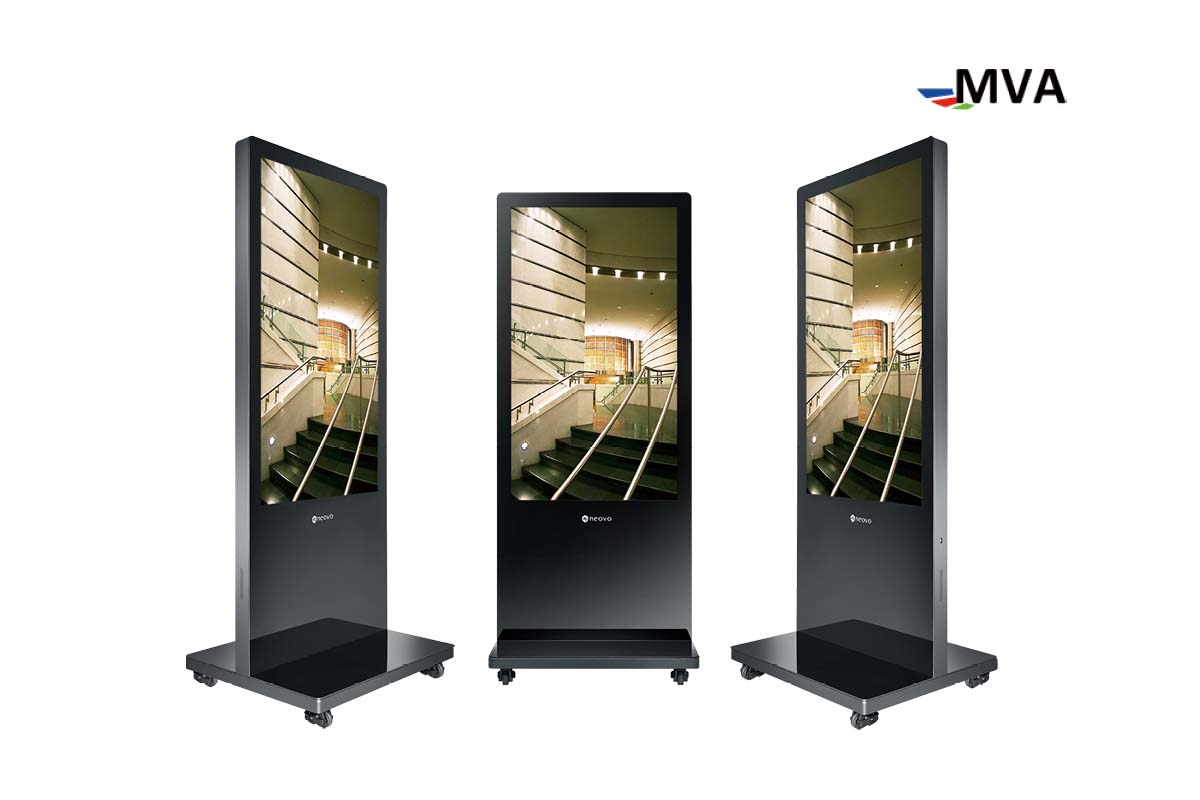 The PF-Series freestanding digital kiosk display features 700 nits high brightness