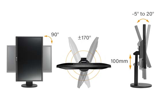 LH-Series ergonomic monitors feature ergonomic stand design.