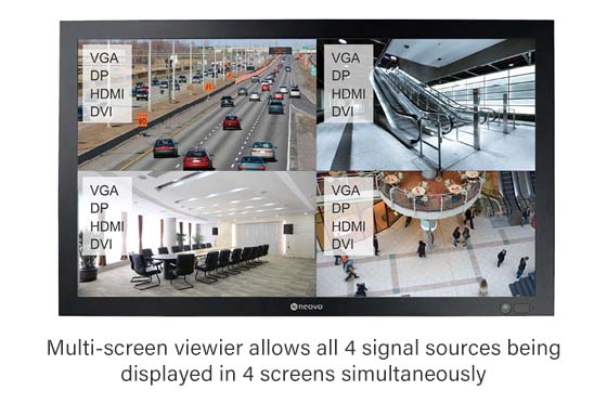 QX-Series 4K Surveillance monitor supports PiP and PbP multi-screen functions