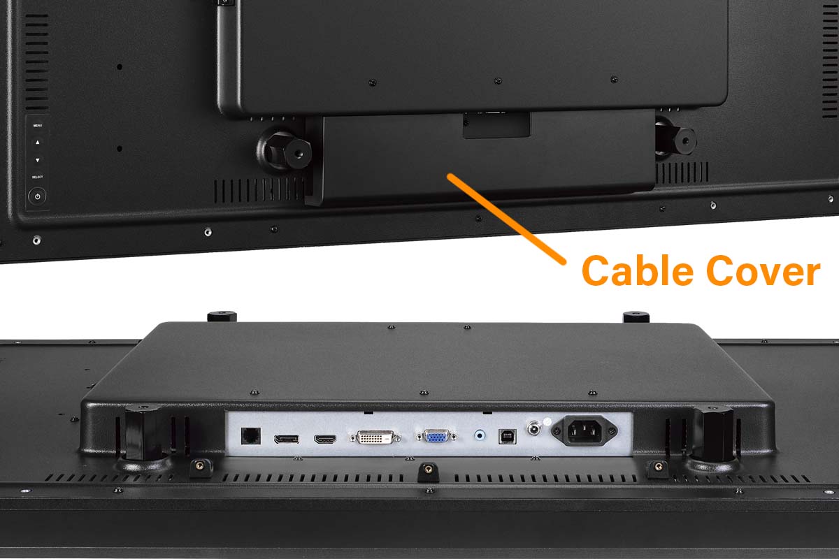 TX-4302 Touch Display is Equipped with Versatile Connectivity and a Cable Cover to Avoid Cable Clutter