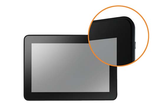 TX-10 touch screen is protected with a front-side IP65 rating and plastic resin bezels
