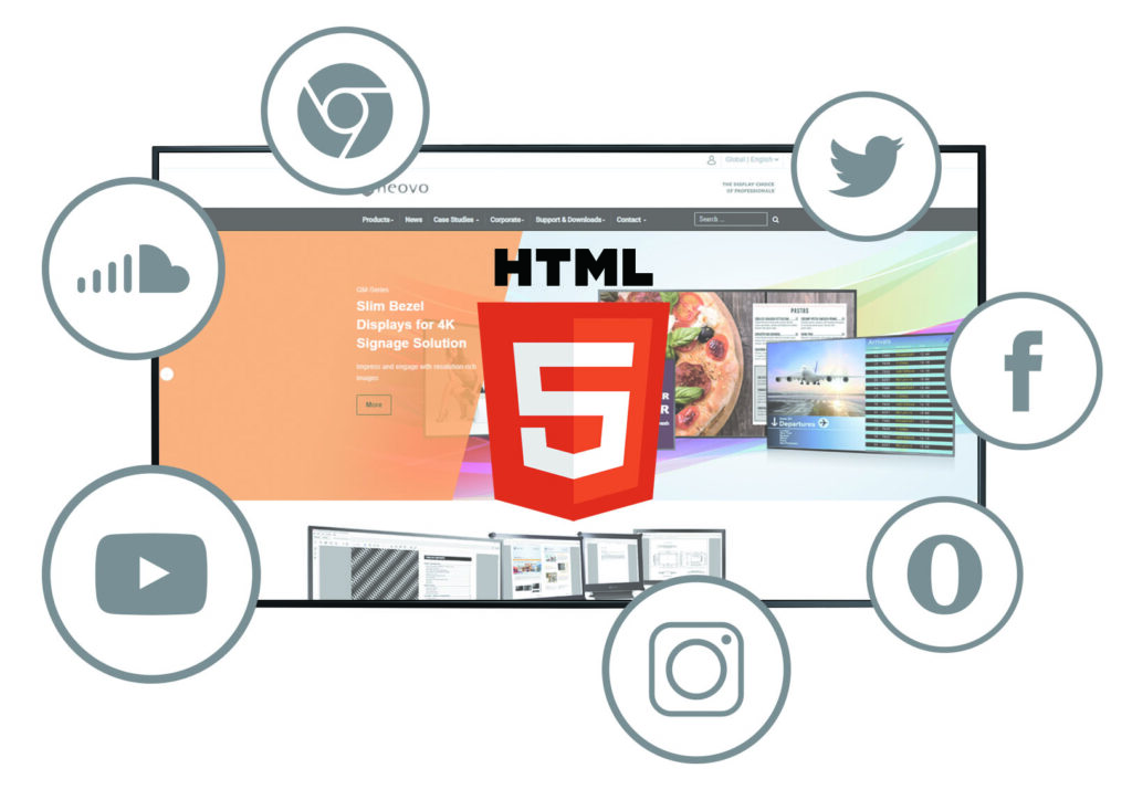 AG Neovo 商用數位電子看板搭載 HTML5 瀏覽器圖示