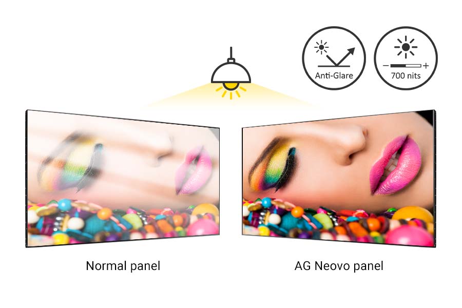 AG Neovo PN-55D2 video wall display panel features 500 nits brightness and special anti-glare coating