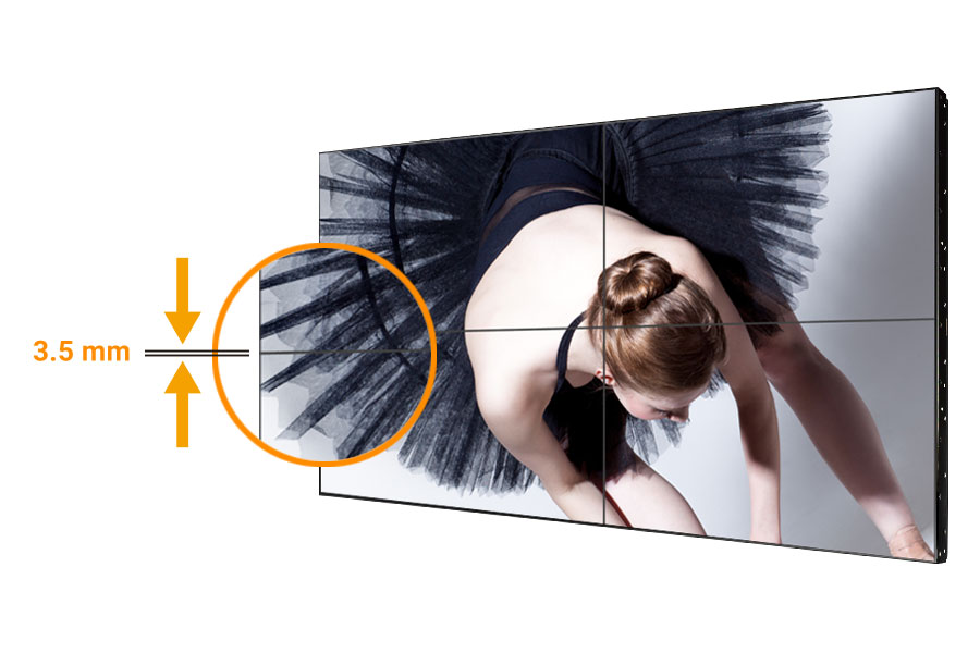 The PN-Series video wall display is 3.5 mm bezel to bezel width