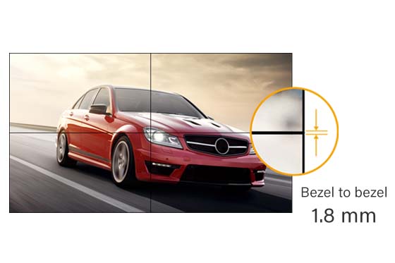 VW-55D extremely narrow bezel video wall display is 1.8mm bezel-to-bezel width