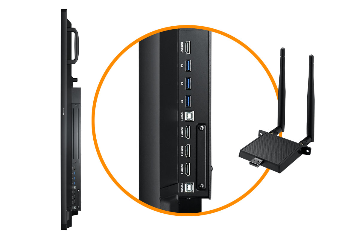 Meetboard IFP-8602 interactive displays support 802.11ac Wi-Fi, Bluetooth, HDMI, USB, VGA and RS232 connectivity