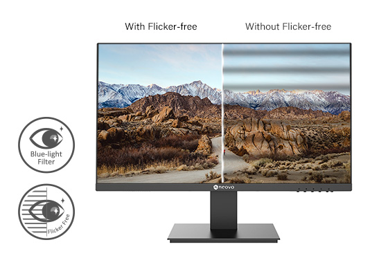 LA-2402 Full HD monitor features blue light filter and flicker free eye-care technology