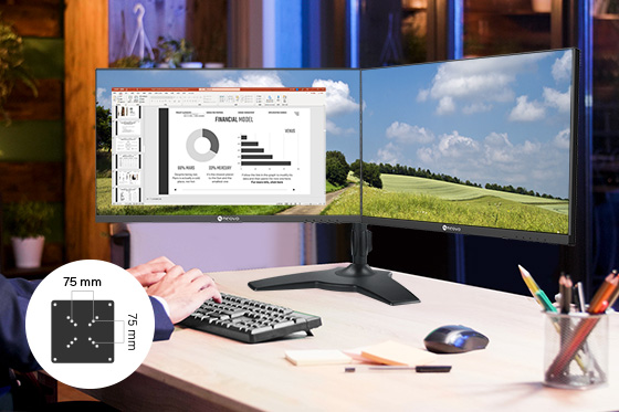 Full HD monitor is compatible with VESA mounting standard