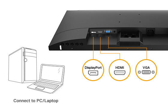 LA-2402 Full HD monitor integrates HDMI, DisplayPort and VGA inputs