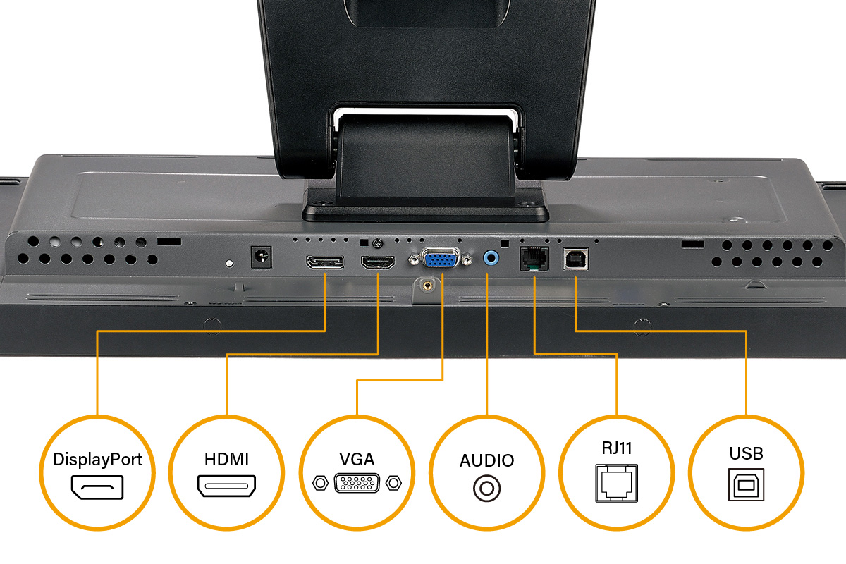 TX-2202A 22'' 10-Point Touch Screen Monitor features displayport, HDMI, VGA and audio in.