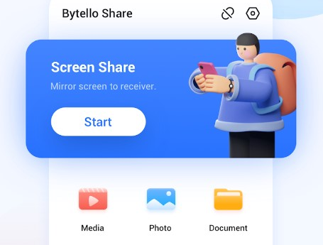 Bytello Share App UI Screenshot