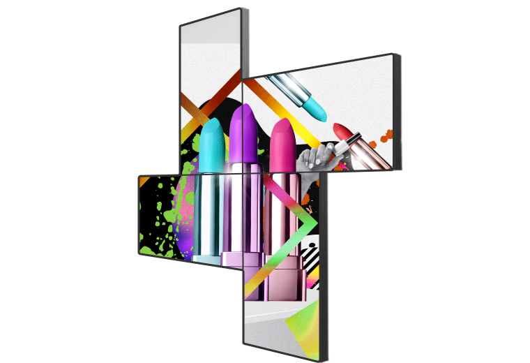 PN-46D2 ultra-narrow bezel video wall display can be set up to artistic video wall.