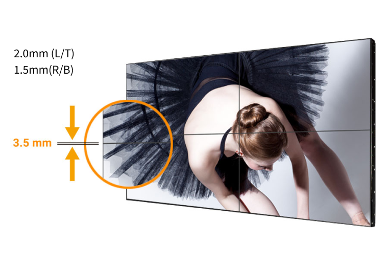 PN-46D2 ultra-narrow bezel video wall display features 3.5 bezel-to-bezel width