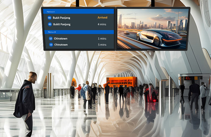 TTN-4301Q 43吋 4K 商用數位看板顯示器2台並列安裝於機場大廳_手機版