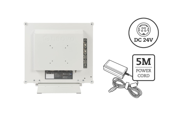 AG Neovo dental monitors supports DC24V power, and equip with 5 meter power cord.