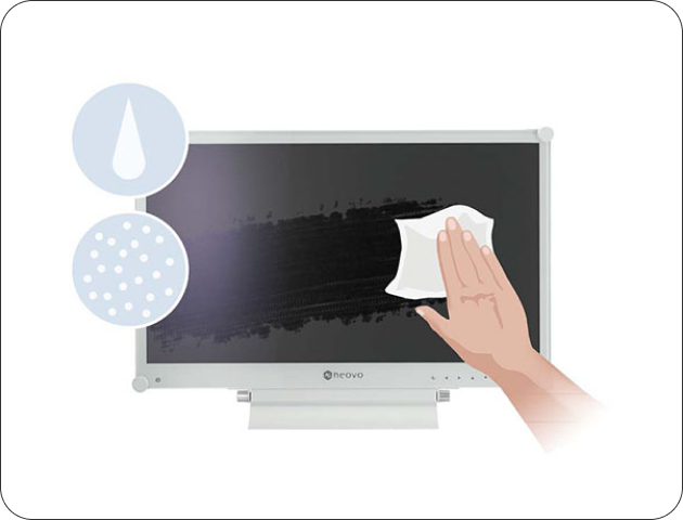 AG Neovo medical monitors are water and dust proof, also easy-to-clean