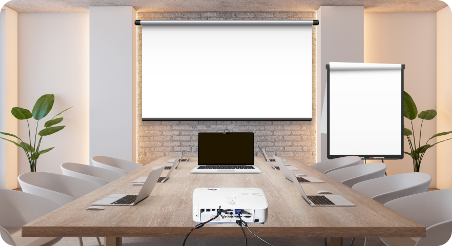 沒安裝互動式電子白板之傳統會議室示意圖