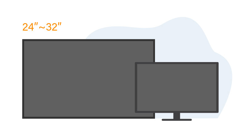 監視器螢幕24吋與32吋大小示意