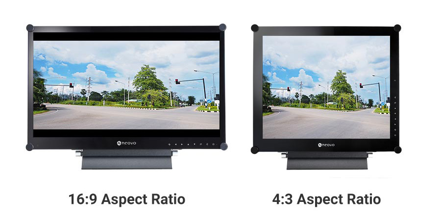 16:9 與 4:3 AG Neovo 監視螢幕長寬比示意圖