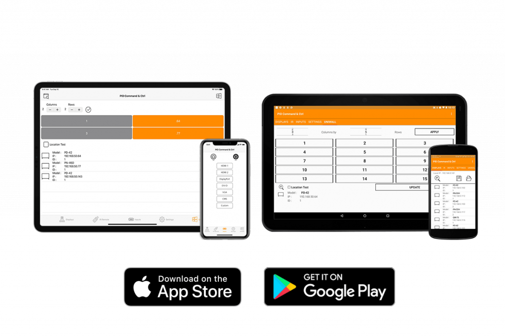 PID command & control software is available on both App store and Google Play