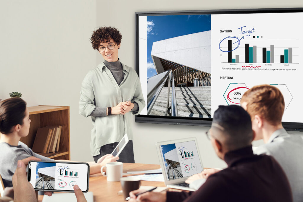 People are using screen mirroring technology on Meetboard 