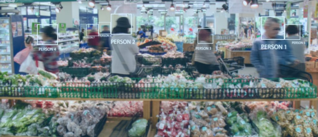 Digital signage with IoT technology is used for detecting people in a super market