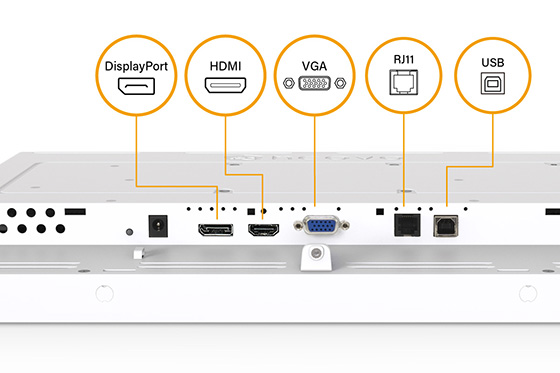 TX-2202A White touchscreen integrates HDMI, VGA, DisplayPort inputs