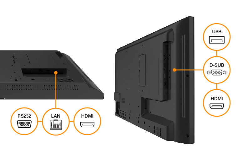 Full HD digital signage display integrates versatile signal inputs and command ports