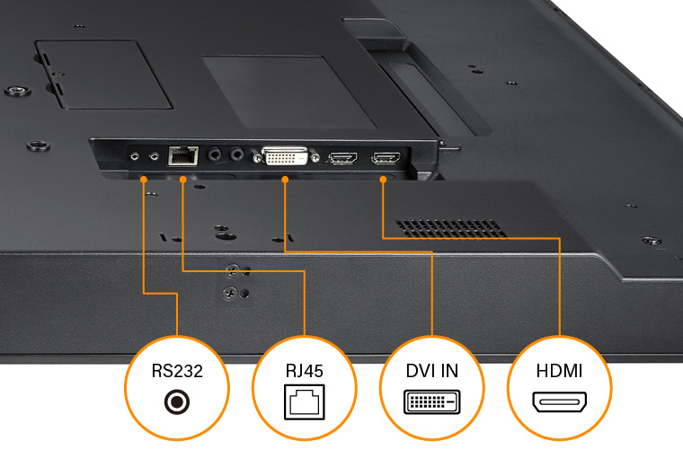 4K commercial digital signage display integrates HDMI, DVI, RS232, LAN