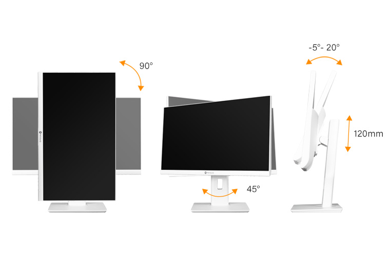 AG Neovo clinical review monitors is with height adjustable, rotate, swivel ergonomic functions.