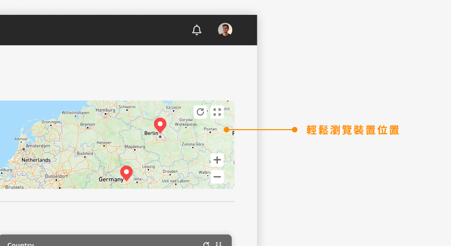 Neovo Manager 儀錶板地圖顯示功能