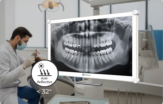 Neov Optical Glass is not just a glass screen monitor. It's anti reflective coated to ensure clarity for AG Neovo's smaller than 32 inch displays.