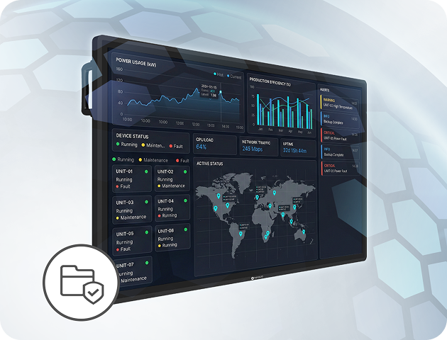 AG Neovo TTN Series display highlighting its rugged metal enclosure and secure data visualization