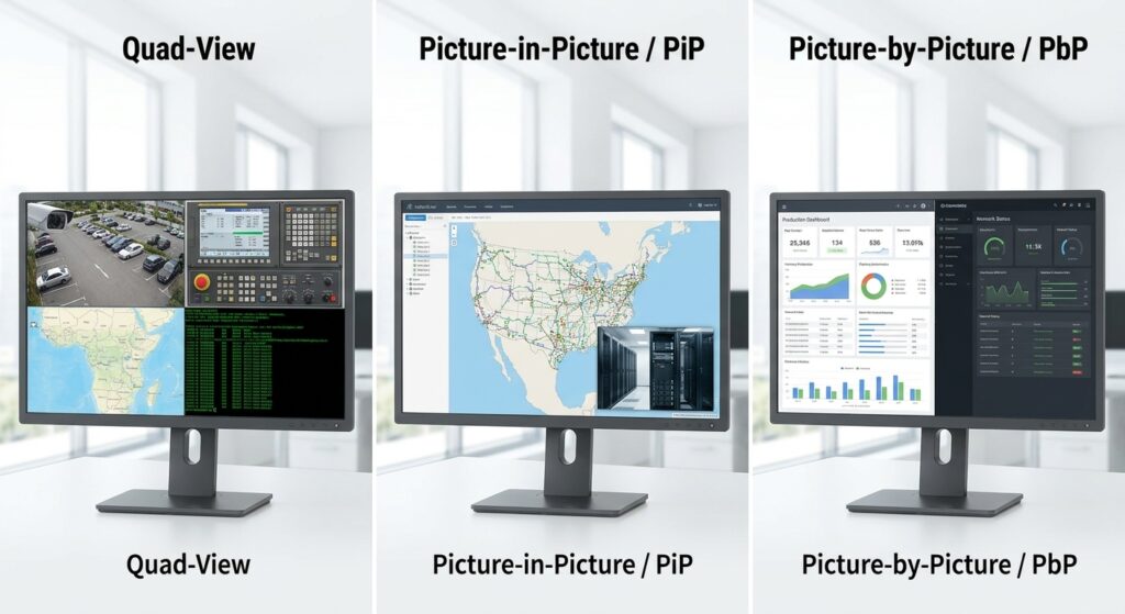 4 hdmi monitor viewing modes quad pip pbp bright office