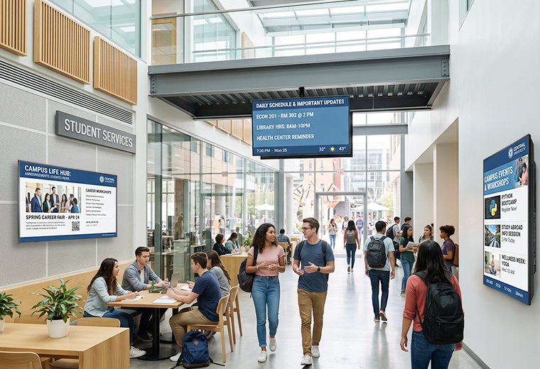 Campus information displays for universities with digital signage and wayfinding solutions | AG Neovo