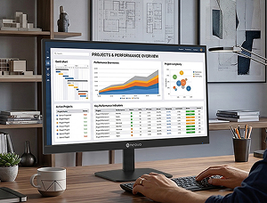 Office monitors for business workspace with ergonomic desktop display and productivity dashboard | AG Neovo